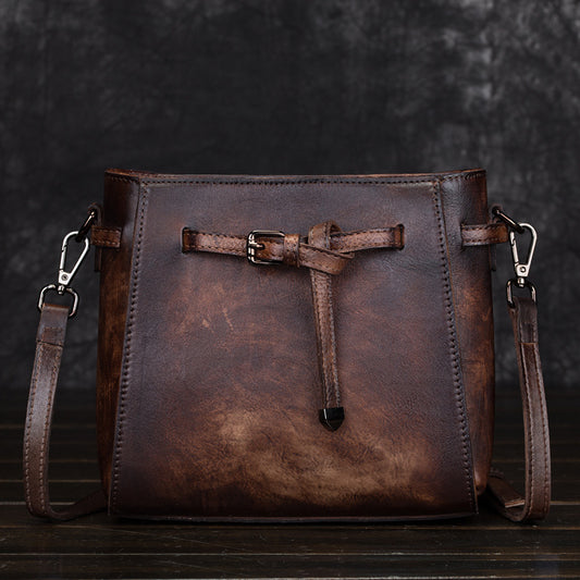 Tanned Cow Leather Ladies Hand Made Hand Rubbed and Hand Faded Hand Bag.