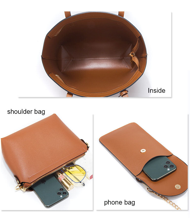 Shoulder Diagonal large Capacity PU Leather Bag Set of 4 Pcs