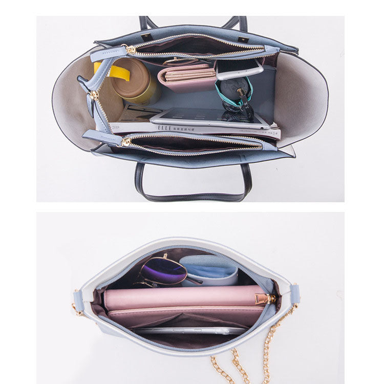PU Leather Shoulder Messenger Bag Set of 4pcs. (Messenger Bag + Crossbody Bag + Clutch Wallet + Card Holder)