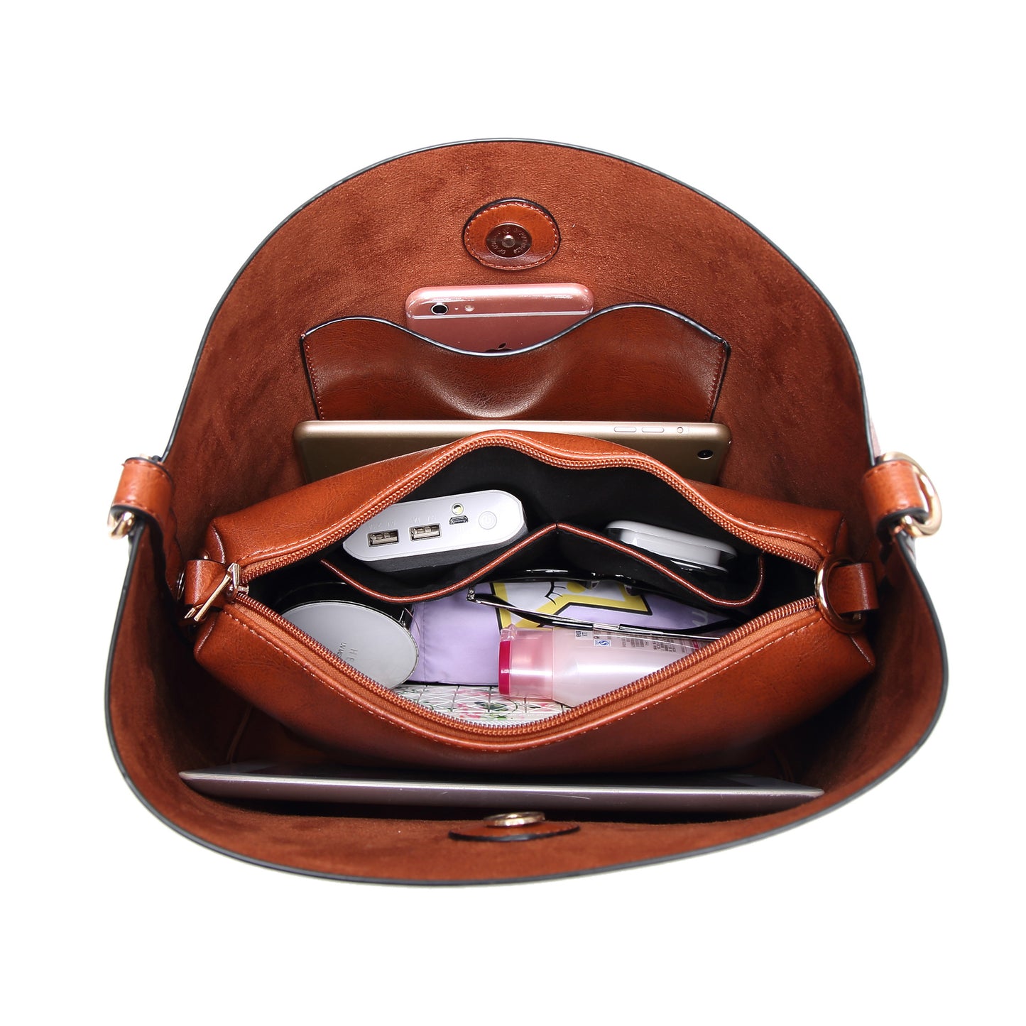 Women Large Capacity PU Leather Top Handle Satchel Tote Bag Set  (Tote Bag + Crossbody bag)