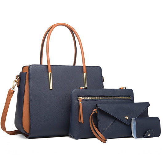PU Leather Shoulder Messenger Bag Set of 4pcs. (Messenger Bag + Crossbody Bag + Clutch Wallet + Card Holder)