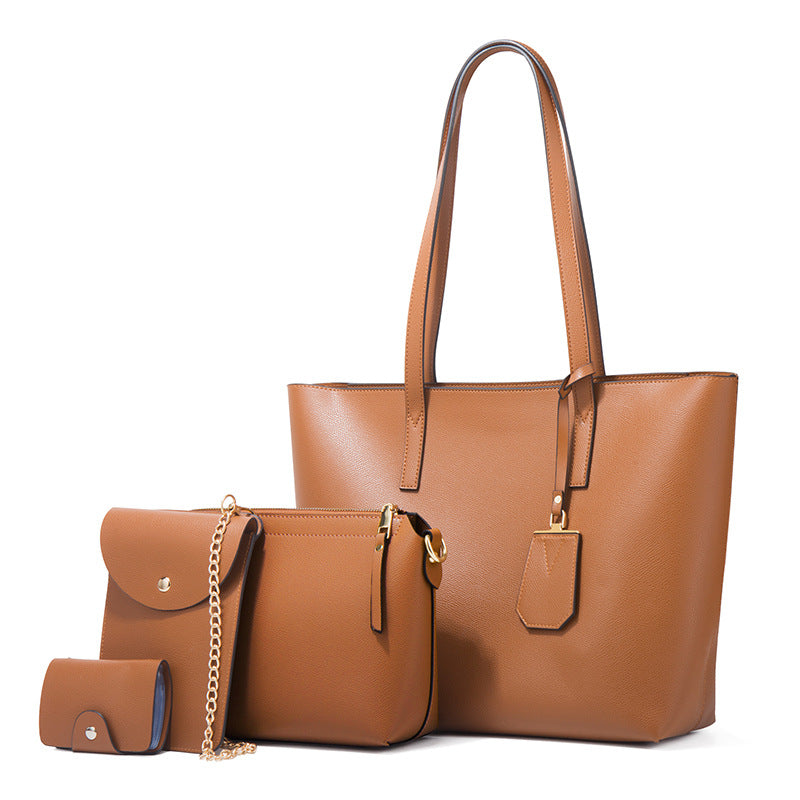 Shoulder Diagonal large Capacity PU Leather Bag Set of 4 Pcs